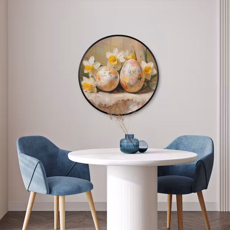 Ronde fotolijst - Bloemen - Eieren - Geschilderd — 3