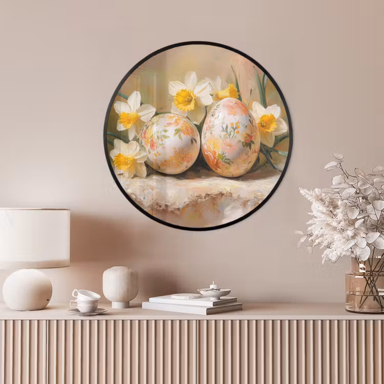 Ronde fotolijst - Bloemen - Eieren - Geschilderd — 4