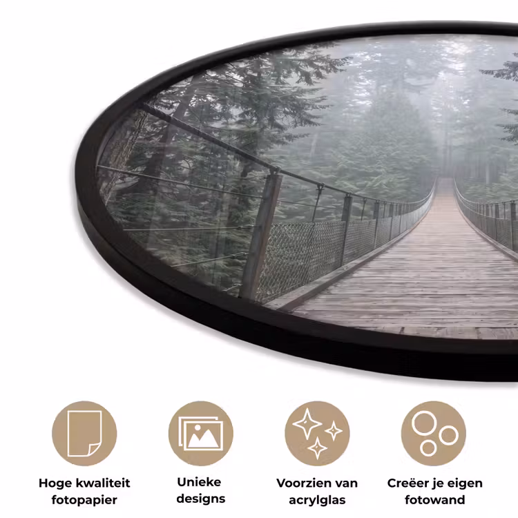 Ronde fotolijst - Brug - Bos - Mist - Natuur — 5