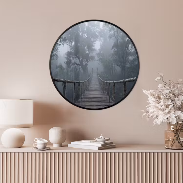 Ronde fotolijst - Brug - Jungle - Mist - Natuur — 4