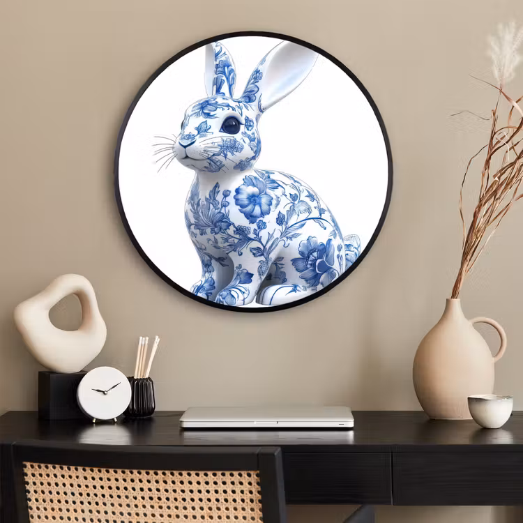 Ronde fotolijst - Delftsblauw - Haasje - Wit — 2