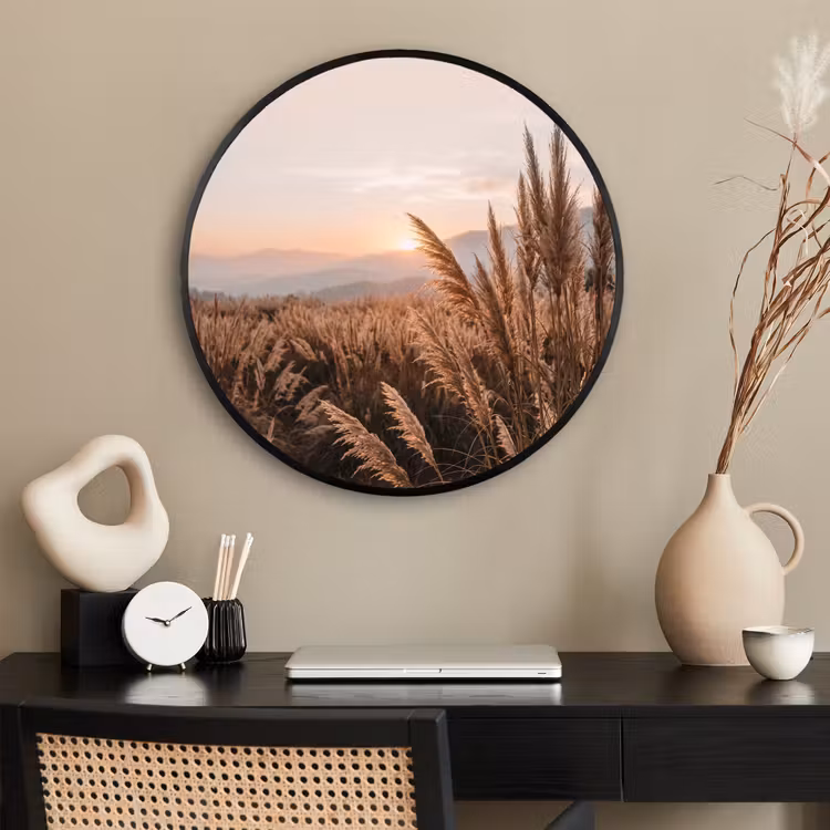 Ronde fotolijst - Gras - Veld - Zon - Natuur — 2