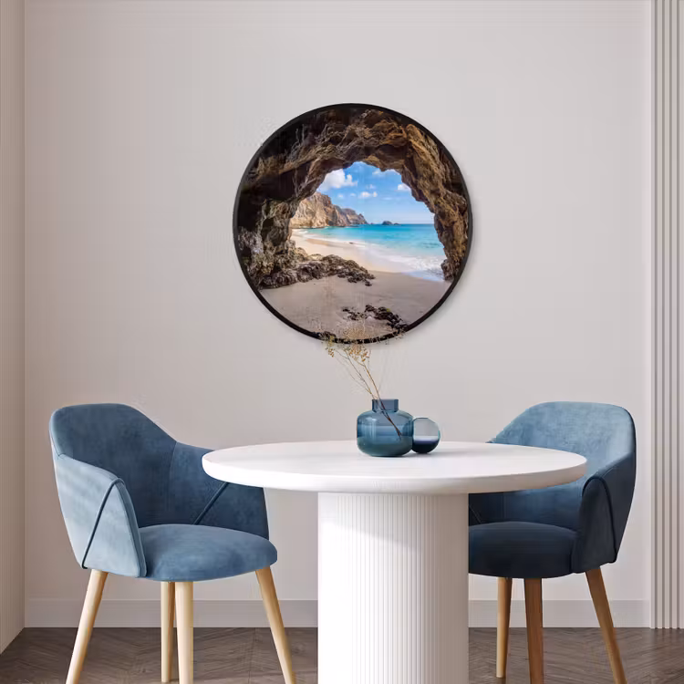 Ronde fotolijst - Grot - Strand - Zee - Blauw — 3
