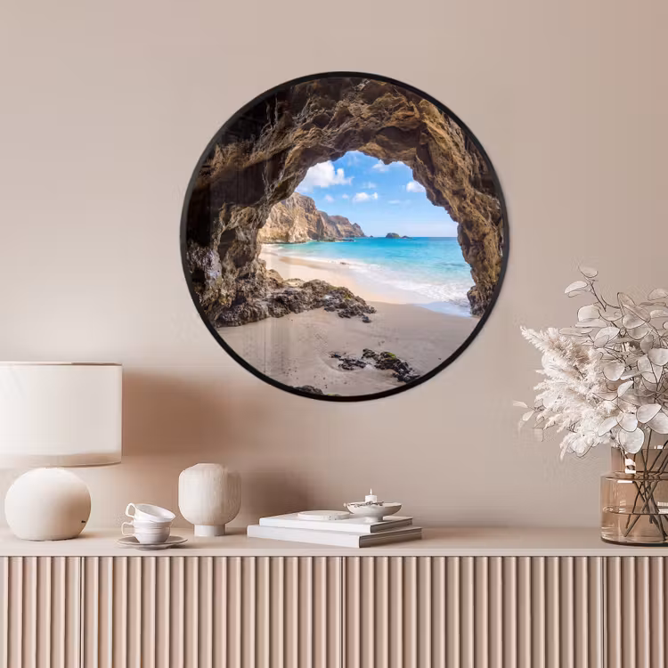 Ronde fotolijst - Grot - Strand - Zee - Blauw — 4