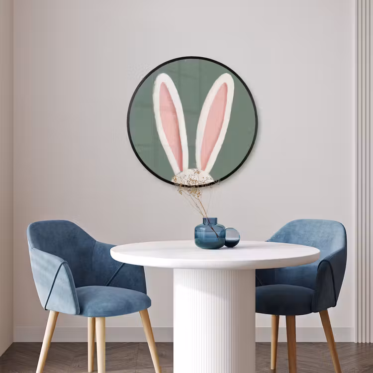 Ronde fotolijst - Hazen - Oren - Roze — 3