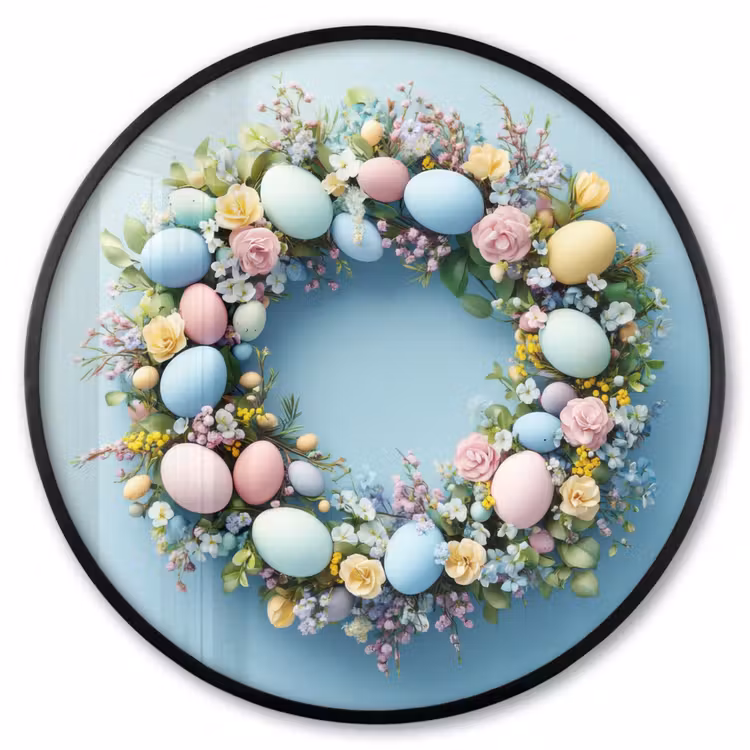 Ronde fotolijst - Krans - Eieren - Bloemen — 1