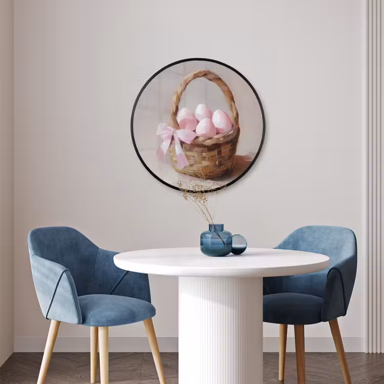 Ronde fotolijst - Mand - Eieren - Roze — 3