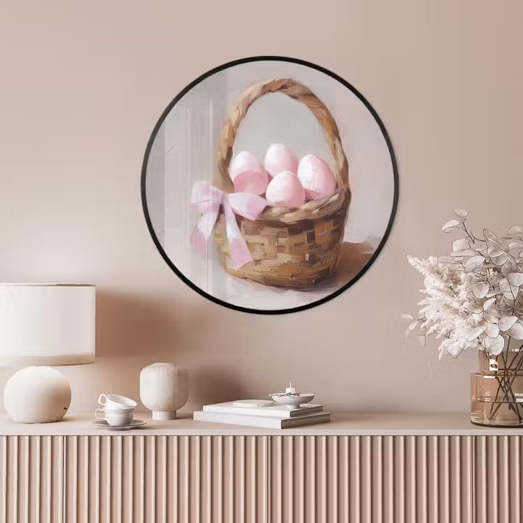 Ronde fotolijst - Mand - Eieren - Roze — 4