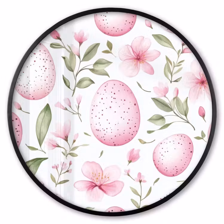 Ronde fotolijst - Patroon - Eieren - Roze - Pasen — 1