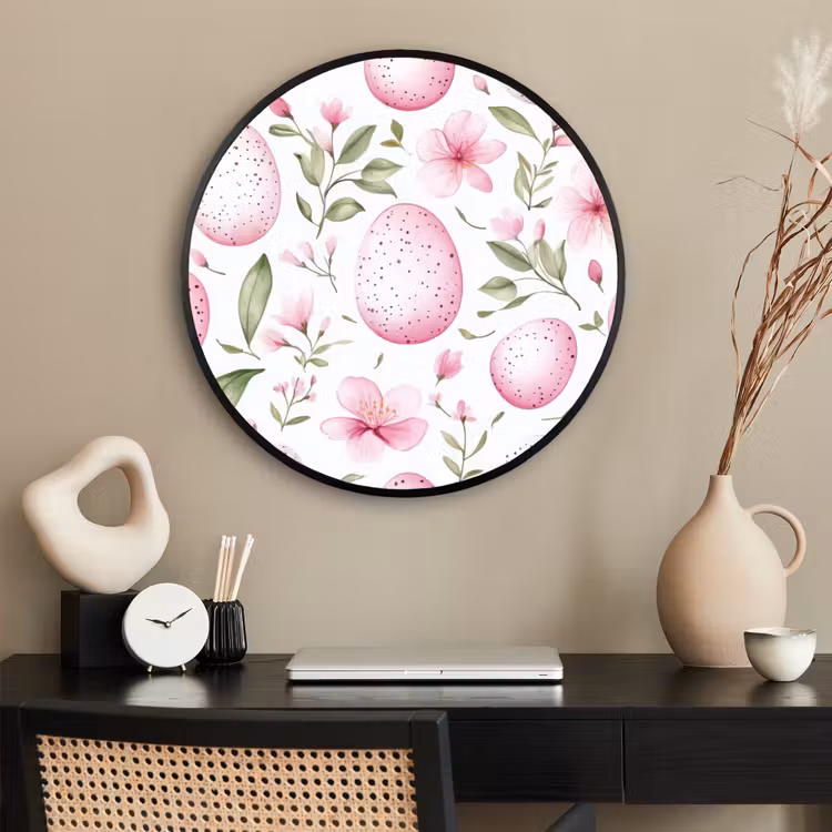 Ronde fotolijst - Patroon - Eieren - Roze - Pasen — 2