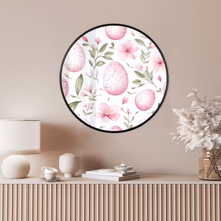 Ronde fotolijst - Patroon - Eieren - Roze - Pasen — 4