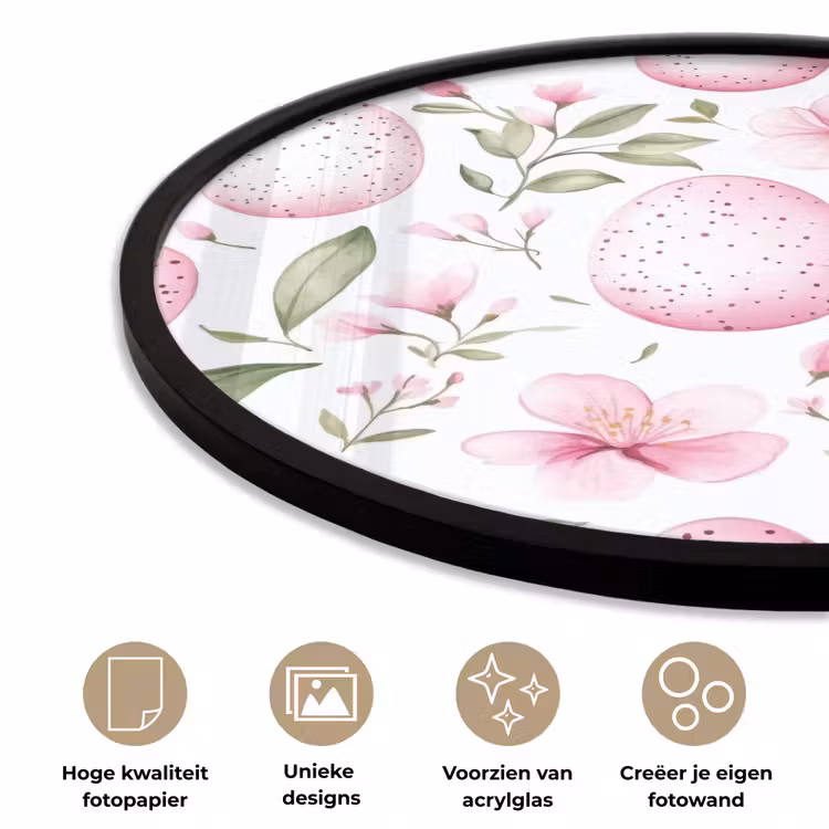 Ronde fotolijst - Patroon - Eieren - Roze - Pasen — 5