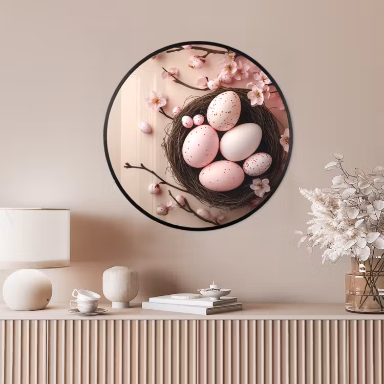 Ronde fotolijst - Roze - Bloesems - Eieren — 4