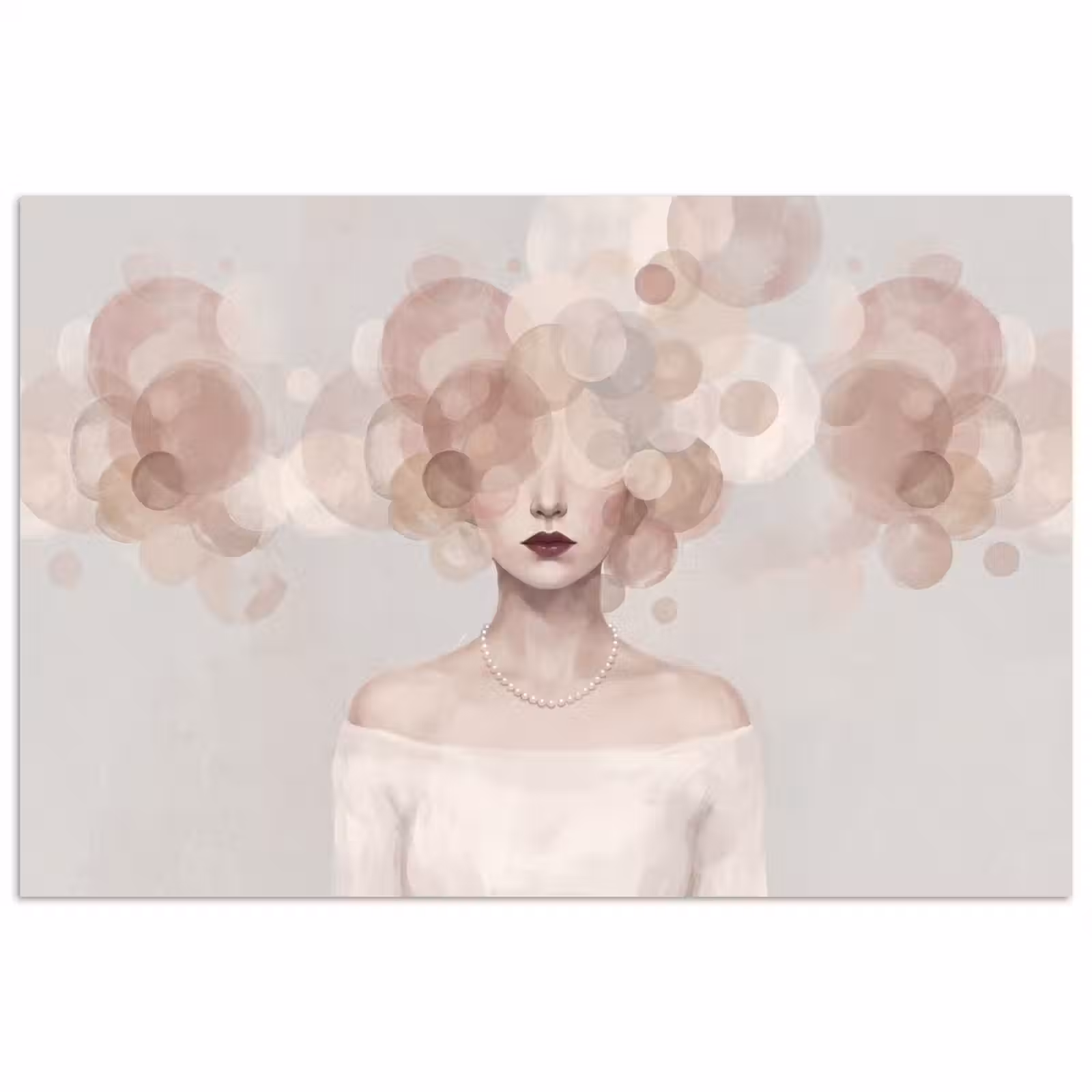 Poster - Vrouw - Cirkels - Beige — 1