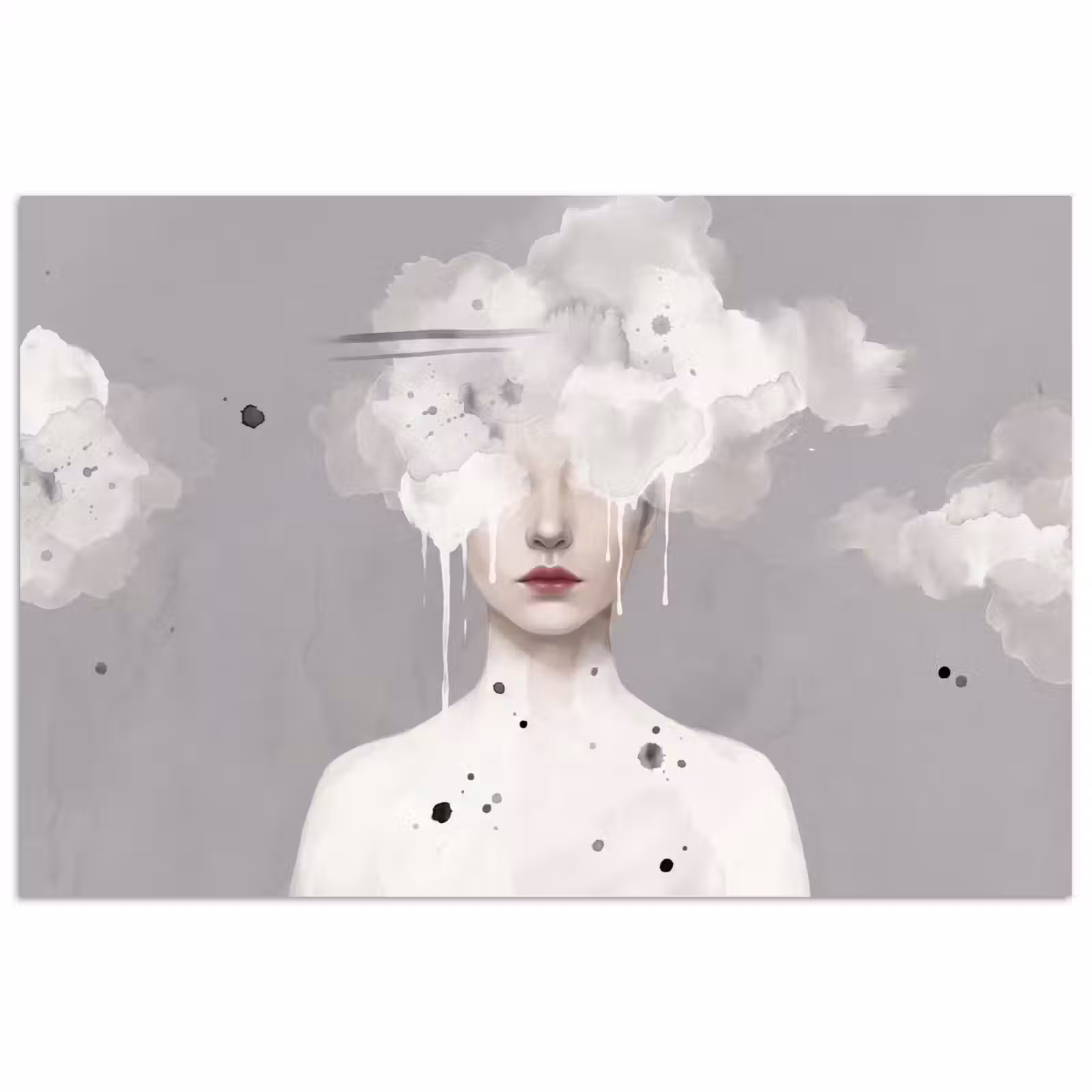 Poster - Vrouw - Wolk - Grijs — 1