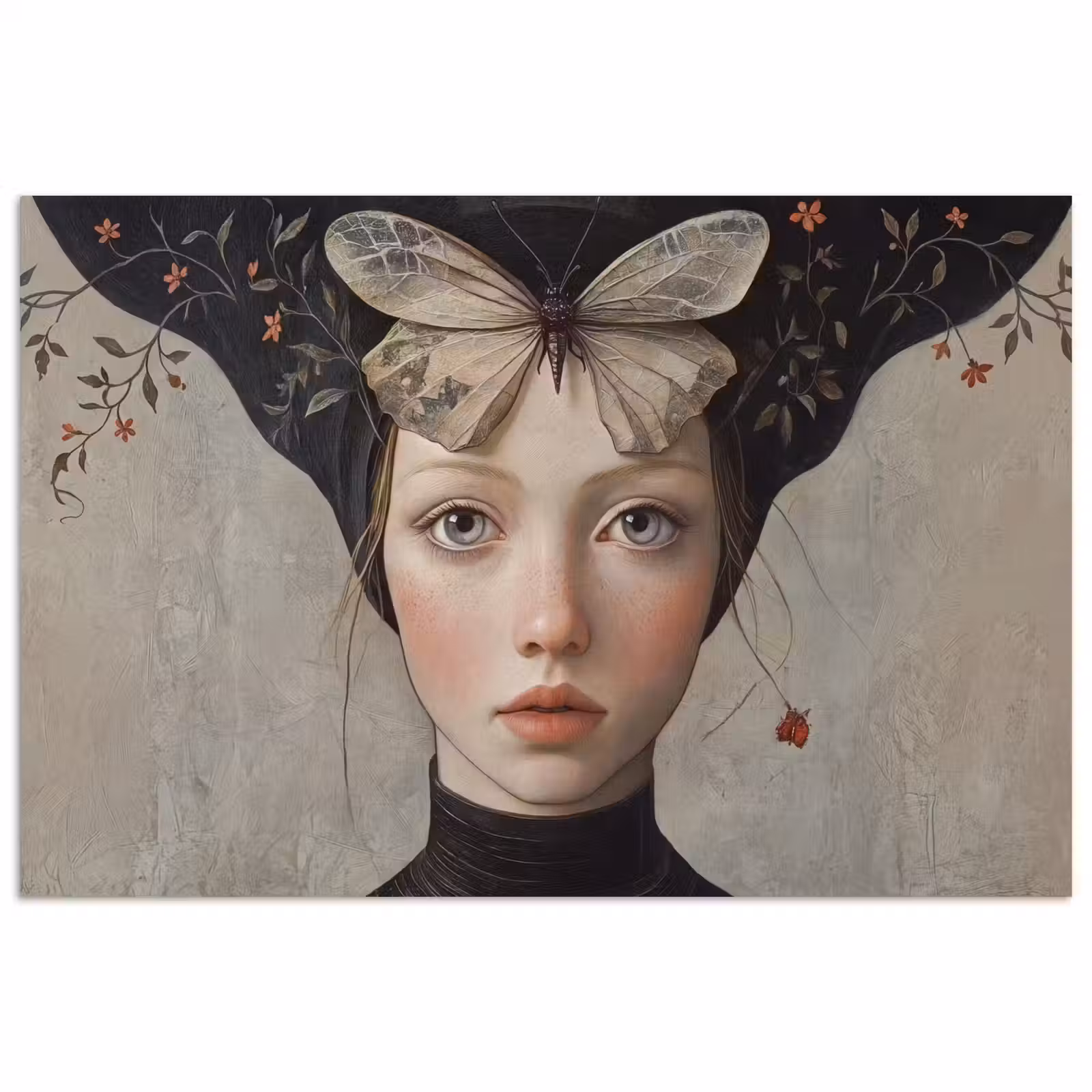 Poster - Woman - Butterfly - Art - Classic - Muted — 1