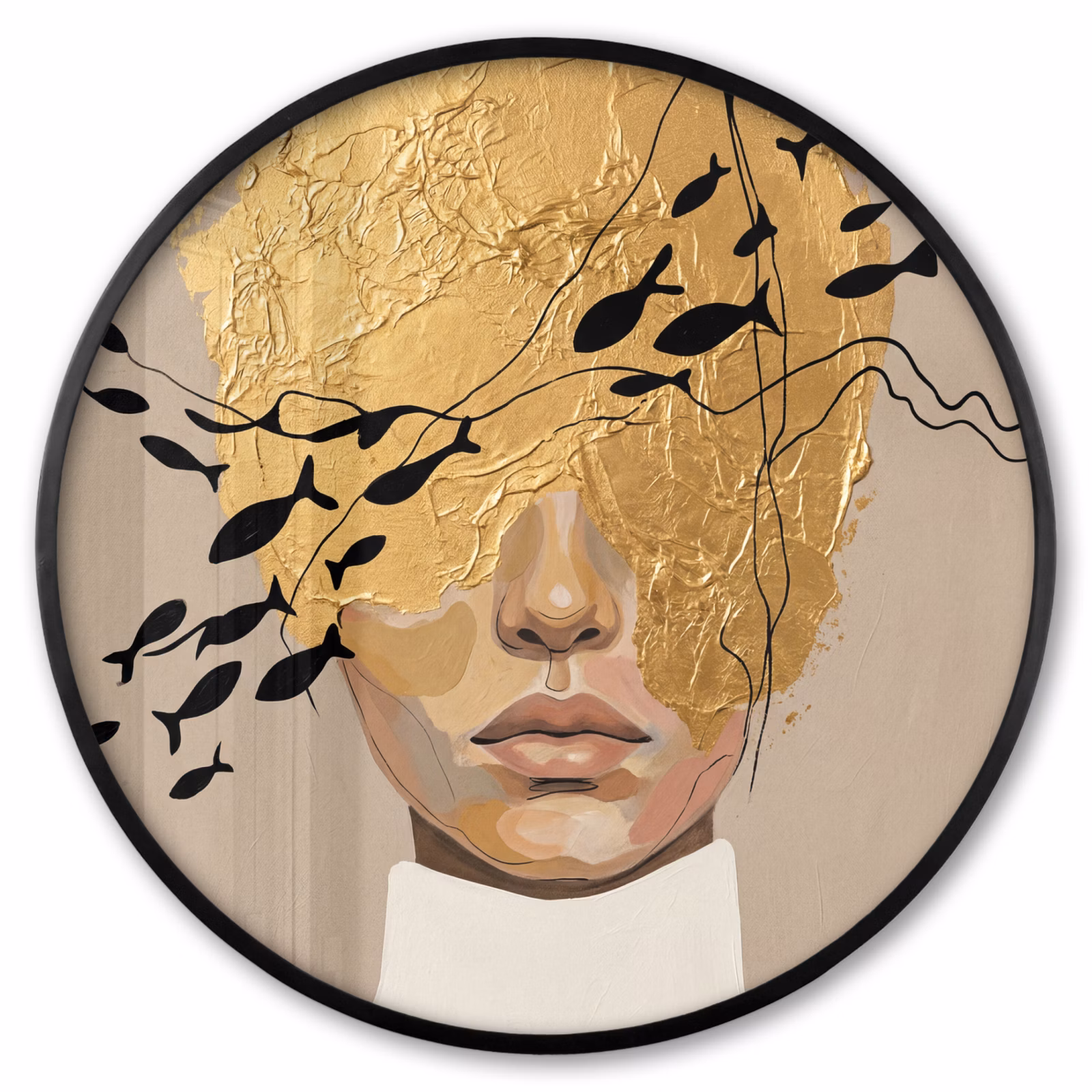 Ronde fotolijst - Modern - Vrouw - Goud — 1