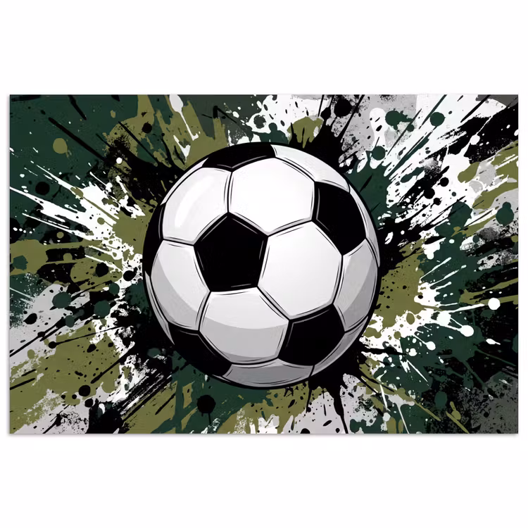 Poster - Voetbal - Verf - Spetters - Groen — 1