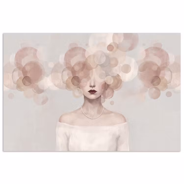 Poster - Vrouw - Cirkels - Beige — 1