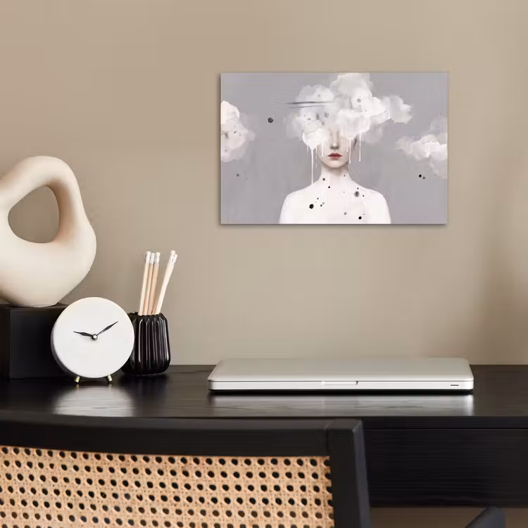 Poster - Vrouw - Wolk - Grijs — 2