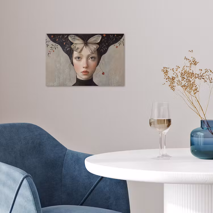 Poster - Woman - Butterfly - Art - Classic - Muted — 4