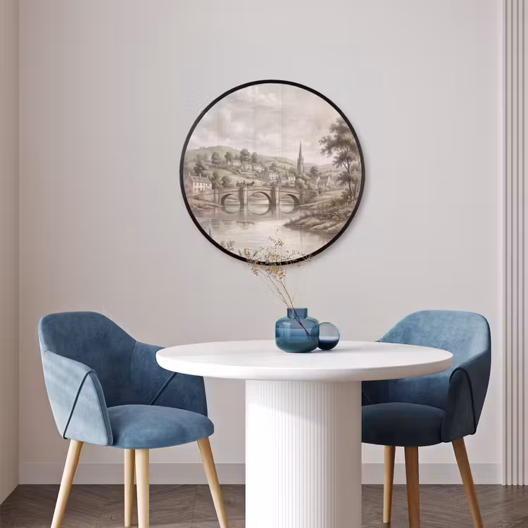 Ronde fotolijst - Dorp - Brug - Uitzicht - Groen — 3