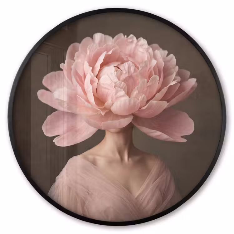 Ronde fotolijst - Gezicht - Roos - Roze — 1
