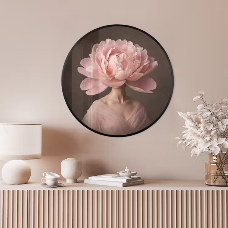 Ronde fotolijst - Gezicht - Roos - Roze — 4