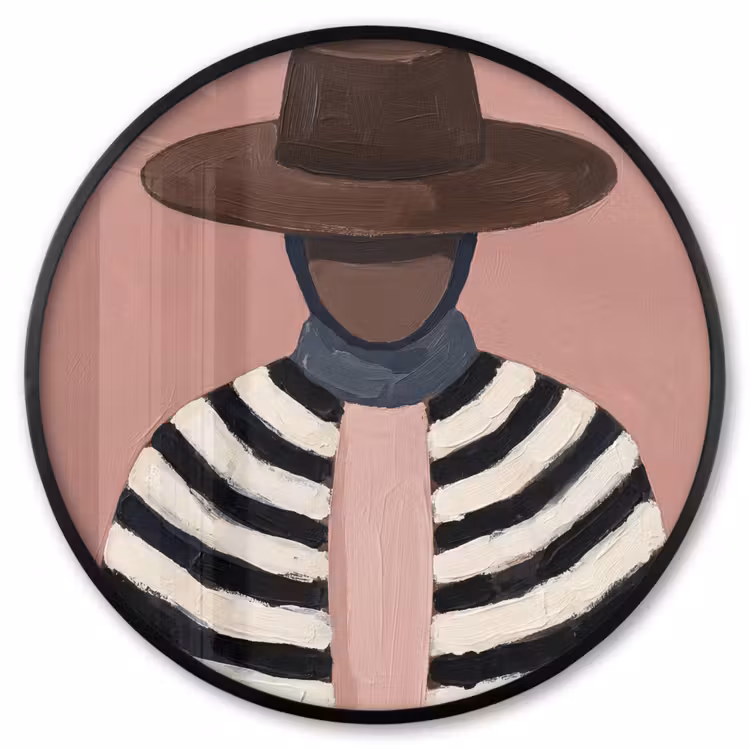 Ronde fotolijst - Grafisch - Vrouw - Roze — 1