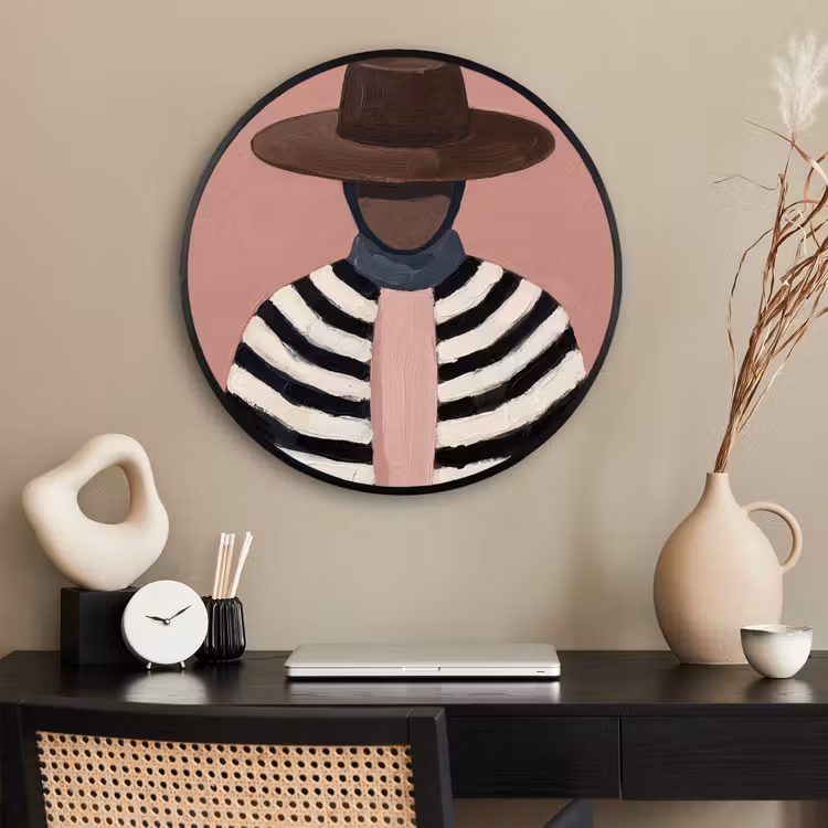 Ronde fotolijst - Grafisch - Vrouw - Roze — 2