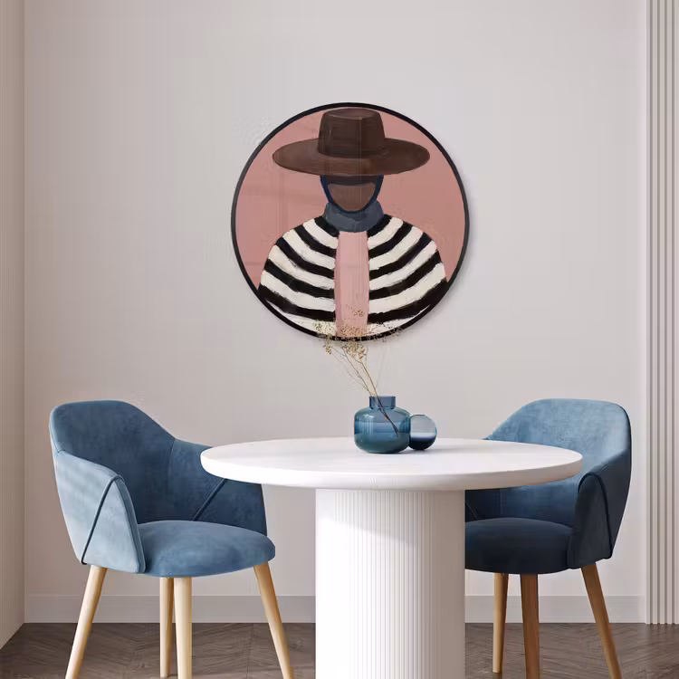 Ronde fotolijst - Grafisch - Vrouw - Roze — 3