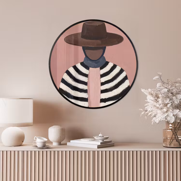 Ronde fotolijst - Grafisch - Vrouw - Roze — 4