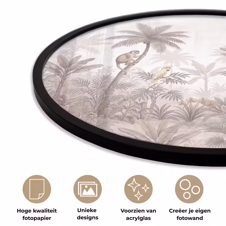 Ronde fotolijst - Jungle - Dieren - Palmbomen — 5