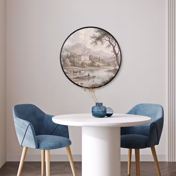 Ronde fotolijst - Landhuis - Rivier - Vee — 3
