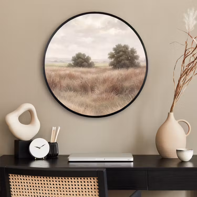 Ronde fotolijst - Landschap - Minimalistisch - Beige — 2