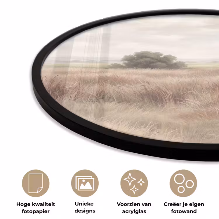 Ronde fotolijst - Landschap - Minimalistisch - Beige — 5