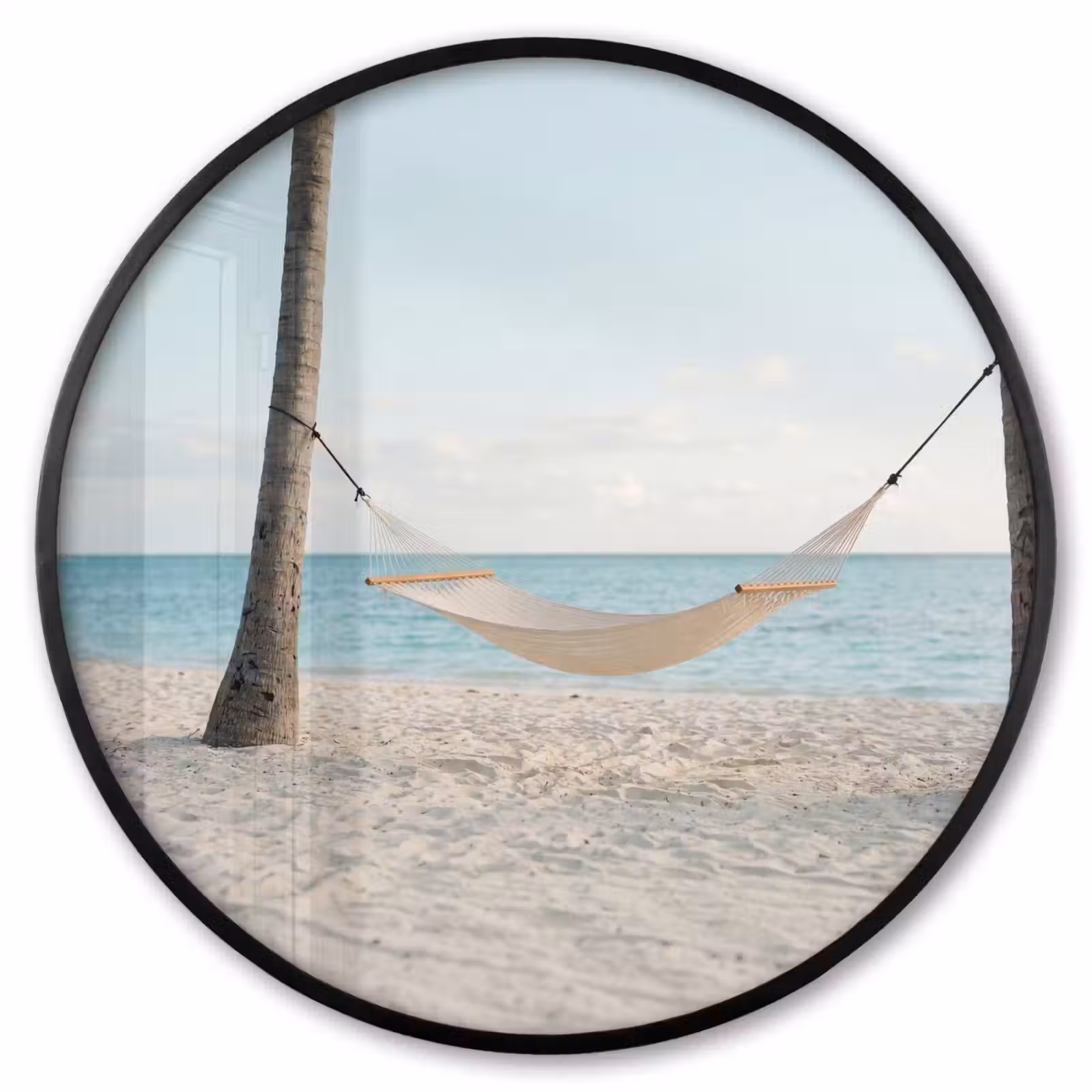 Ronde fotolijst - Hangmat - Strand - Wit — 1