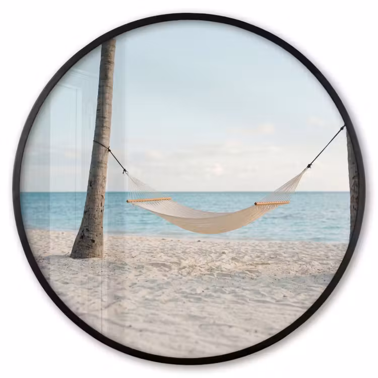 Ronde fotolijst - Hangmat - Strand - Wit — 1