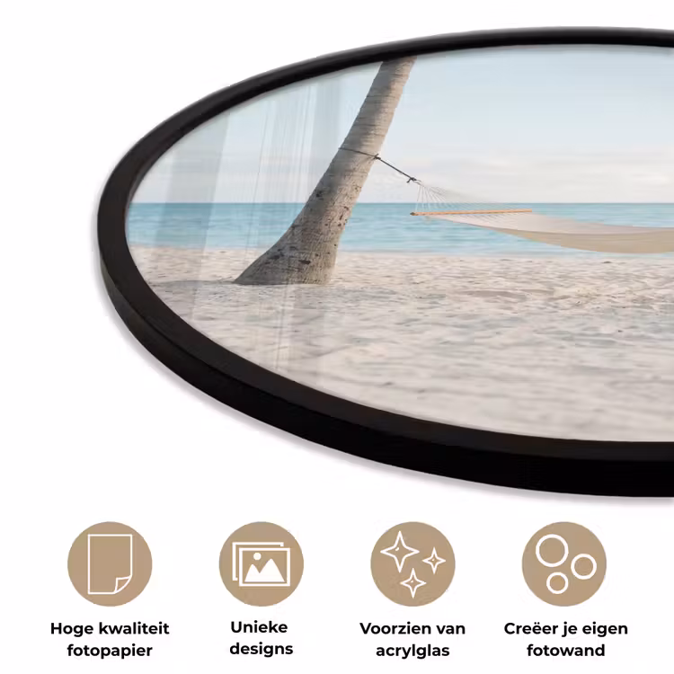 Ronde fotolijst - Hangmat - Strand - Wit — 5