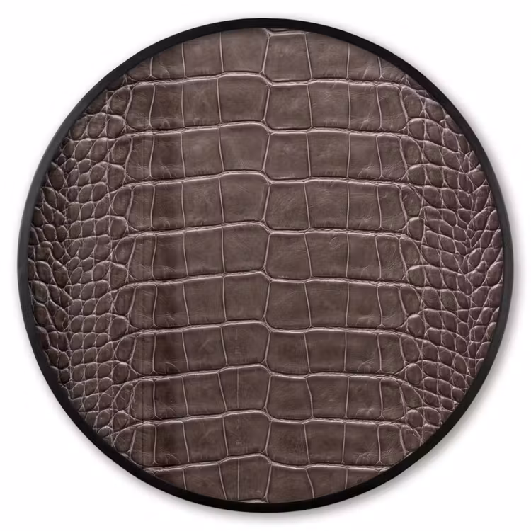Ronde fotolijst - Leer - Krokodil - Mat — 1