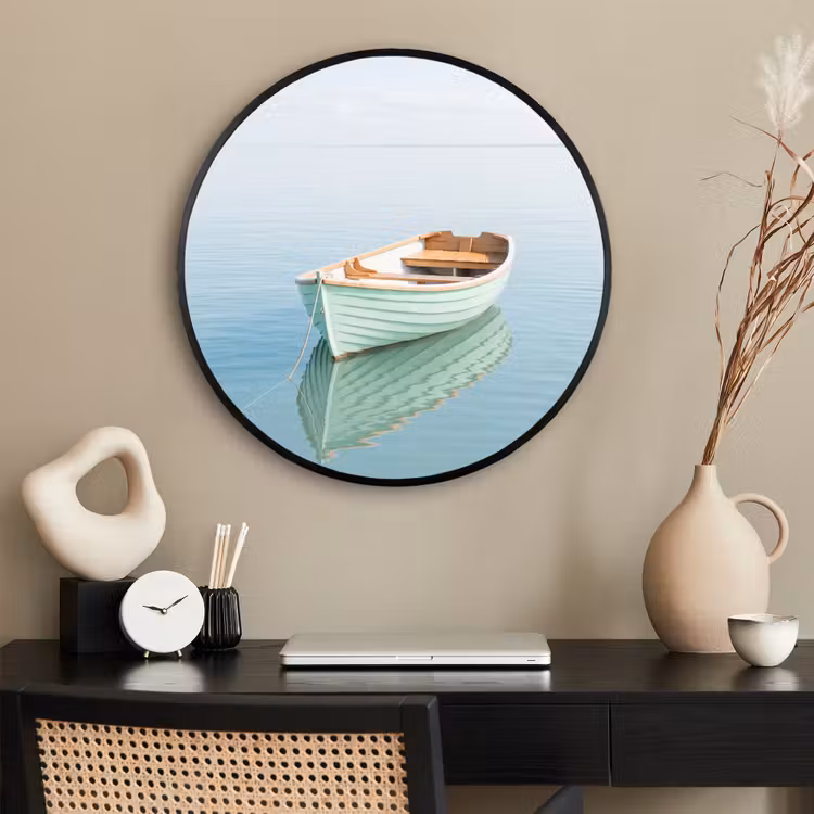 Ronde fotolijst - Minimalistisch - Boot - Zee — 2