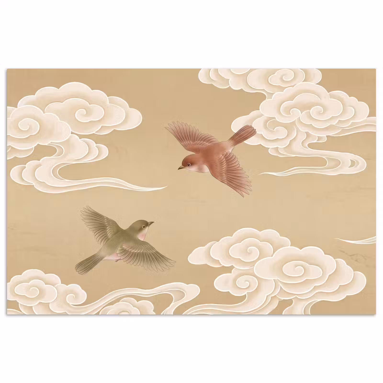 Poster - Vogels - Vliegen - Beige — 1
