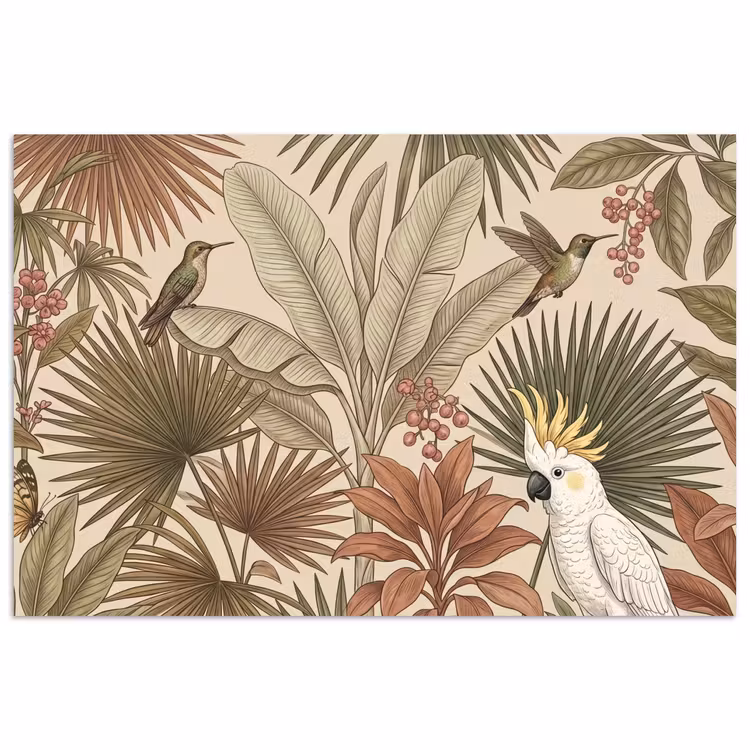 Poster - Tropisch - Vogels - Beige — 1