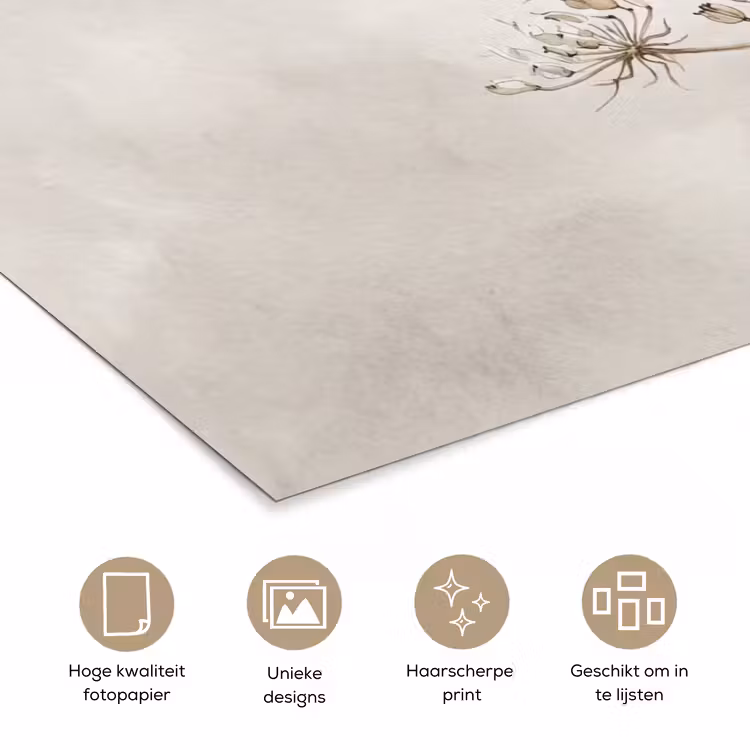 Poster - Vlinder - Bloem -Natuur - Beige — 5