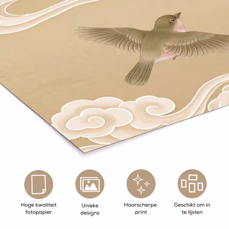 Poster - Vogels - Vliegen - Beige — 5