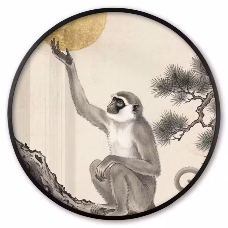 Ronde fotolijst - Aap - Maan - Goud — 1