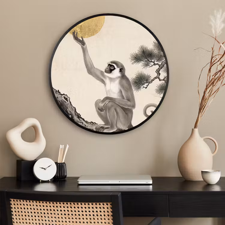Ronde fotolijst - Aap - Maan - Goud — 2