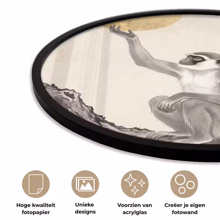 Ronde fotolijst - Aap - Maan - Goud — 5