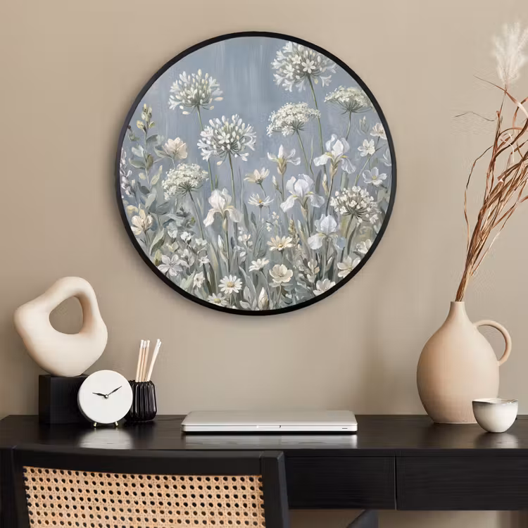 Ronde fotolijst - Bloemen - Botanisch - Blauw — 2