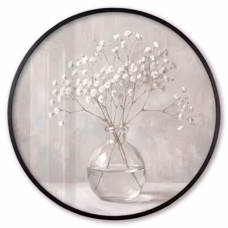 Ronde fotolijst - Gipskruid - Vaas - Wit — 1